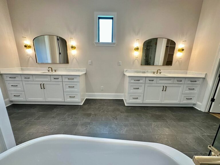 Dual White Bathroom Vanities